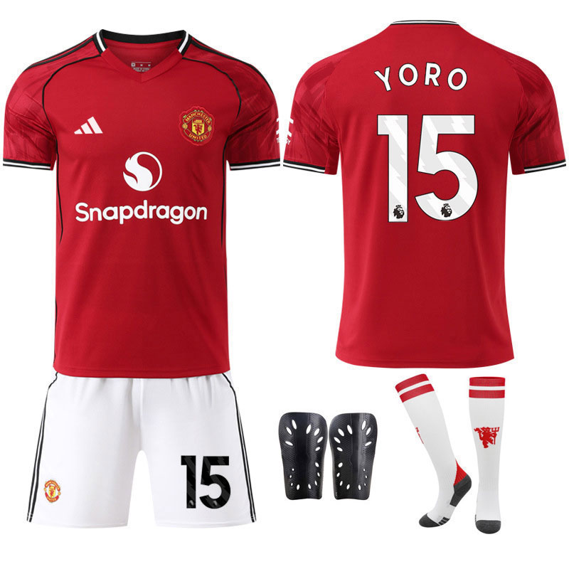 Herre Fotballdrakt Yoro 15 Manchester United Hjemmedrakt 2025/26