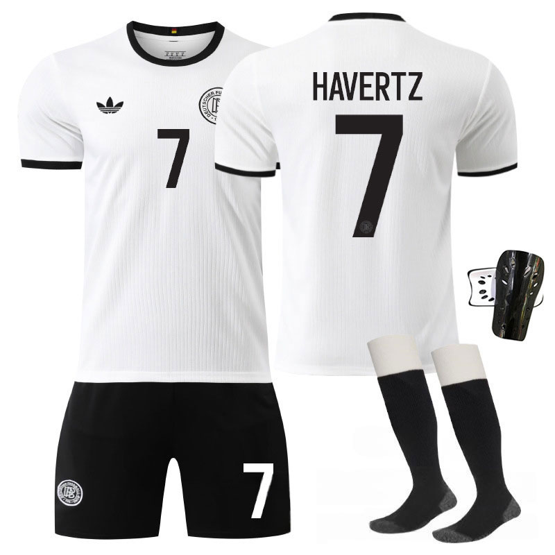 Hvit Tyskland 2024/25 Jubileumsdrakt med Havertz 7 Trykk for Voksen og Barn