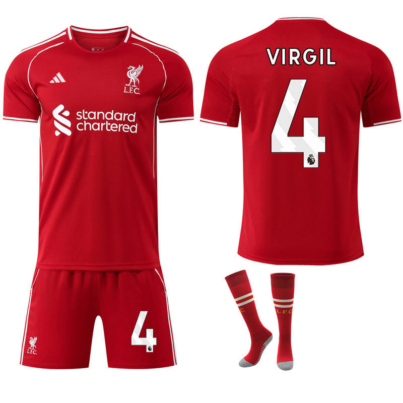 Liverpool Draktsett Herre 2025/26 Hjemme Fotballtrøye og Shorts med VIRGIL 4 trykk
