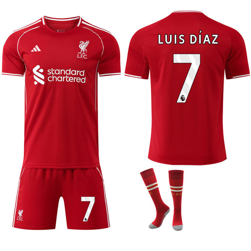 Luis Diaz 7 Liverpool Hjemmedraktsett 2025/26 Kortermet + Korte bukser