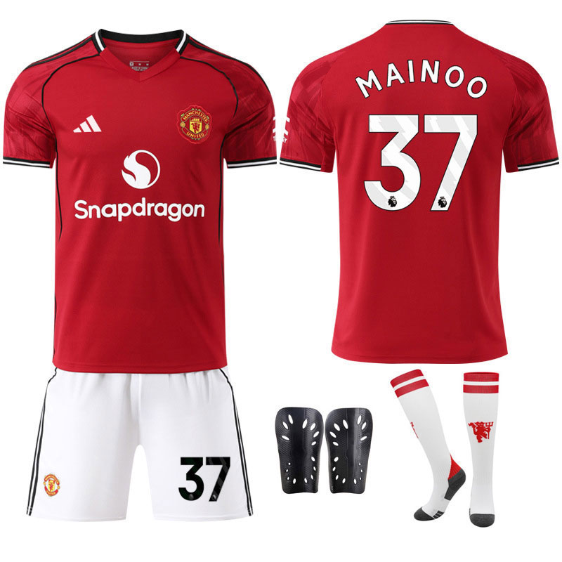 Manchester United 25/26 Herre Hjemmedrakt Mainoo 37 Trøye og Shorts