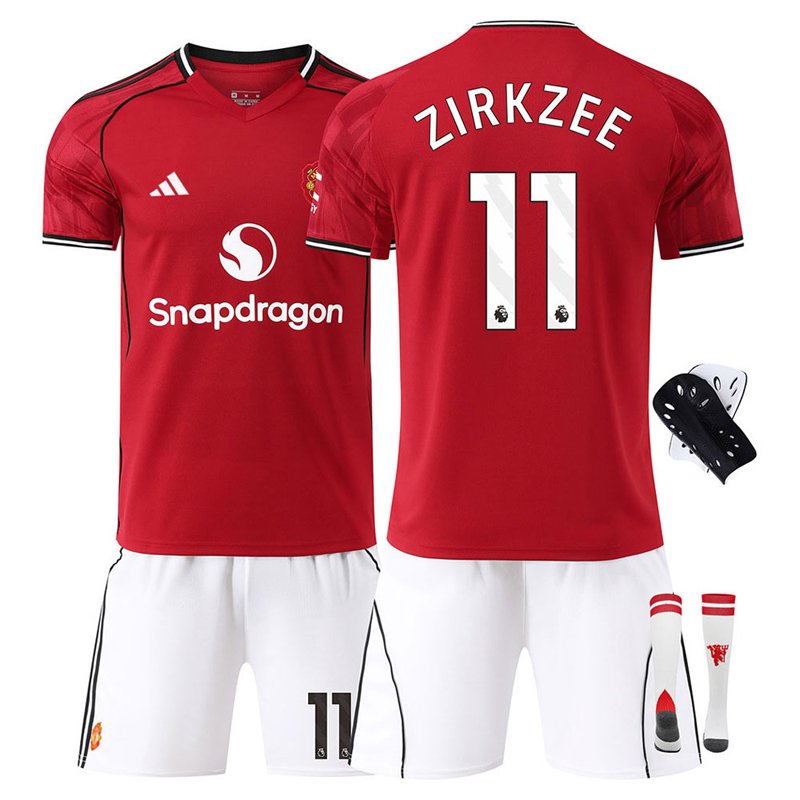 Rød Manchester United Hjemmedrakt 2025/26 Barnestørrelse med Zirkzee 11