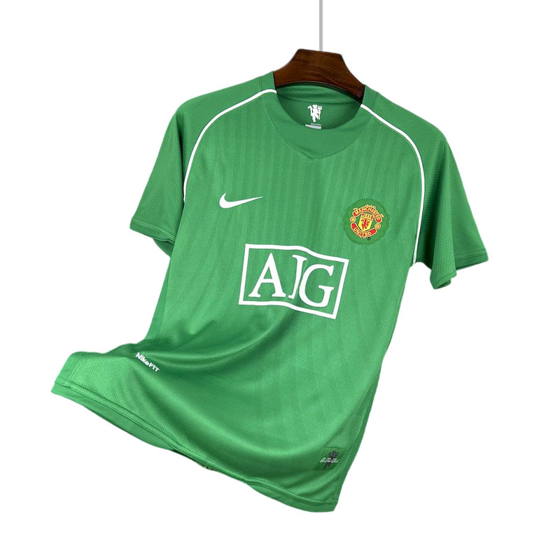 Grønn Manchester United målvaktstrøye 2007/08 vintage fotballdrakt