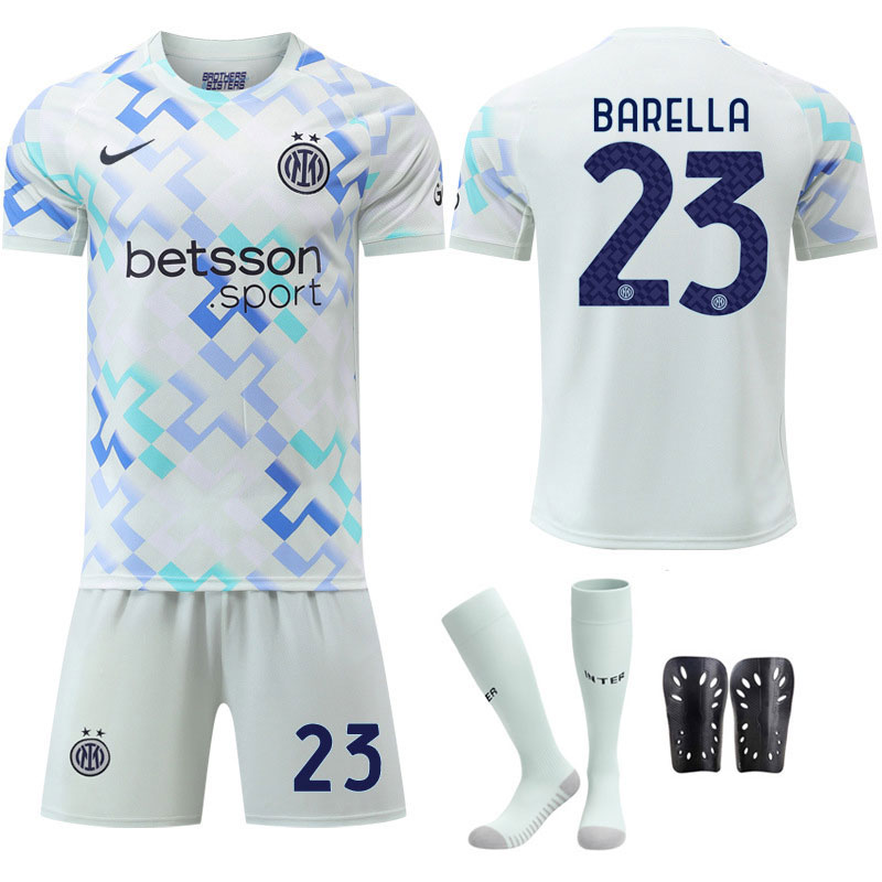 Inter Milan barn fotballdrakt 2025/26 - bortetrøye og shorts med BARELLA 23