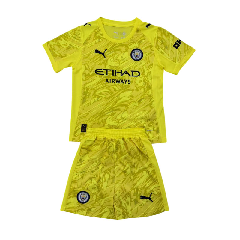 Ny Manchester City keeperdrakt 2025/26 - gul fotballdrakt for store og små