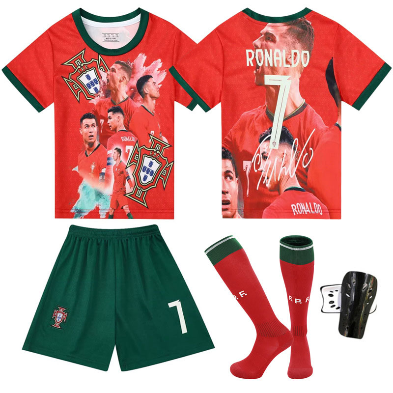 Ronaldo 7 Portugal drakt for barn 2025/26 - portrett og nummer på ryggen