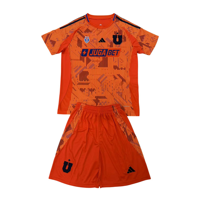 Universidad de Chile bortedrakt 25/26 oransje drakt med shorts for barn og voksne