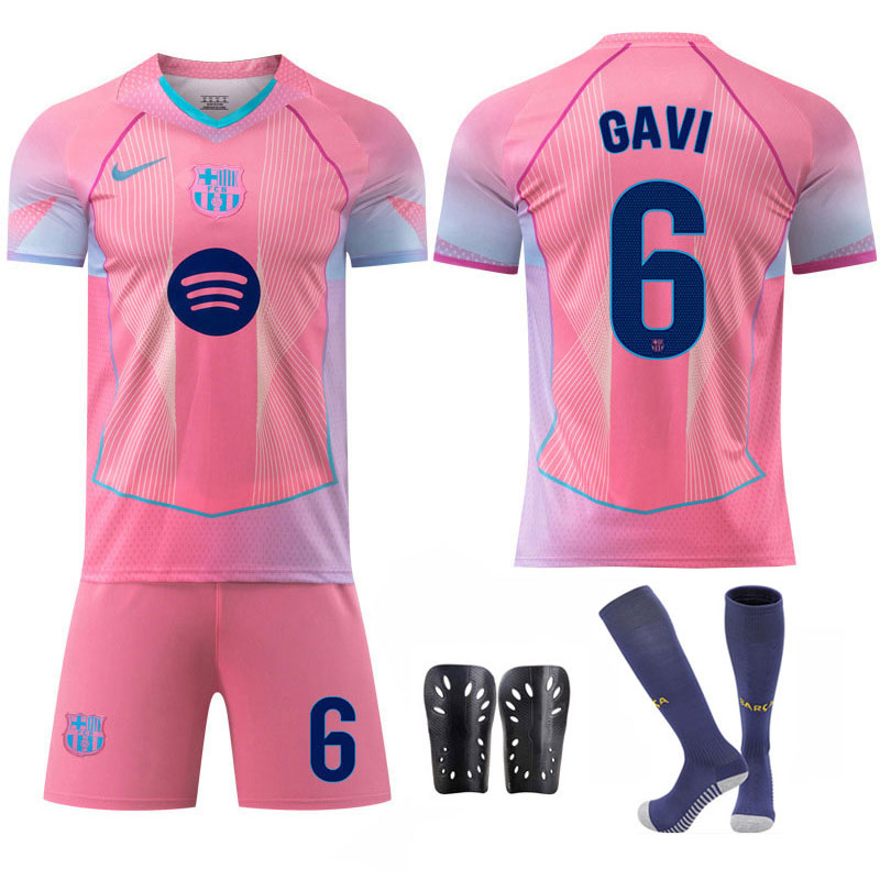 Gavi 6 Barça spesialutgave rosa drakt 25/26 komplett sett med shorts