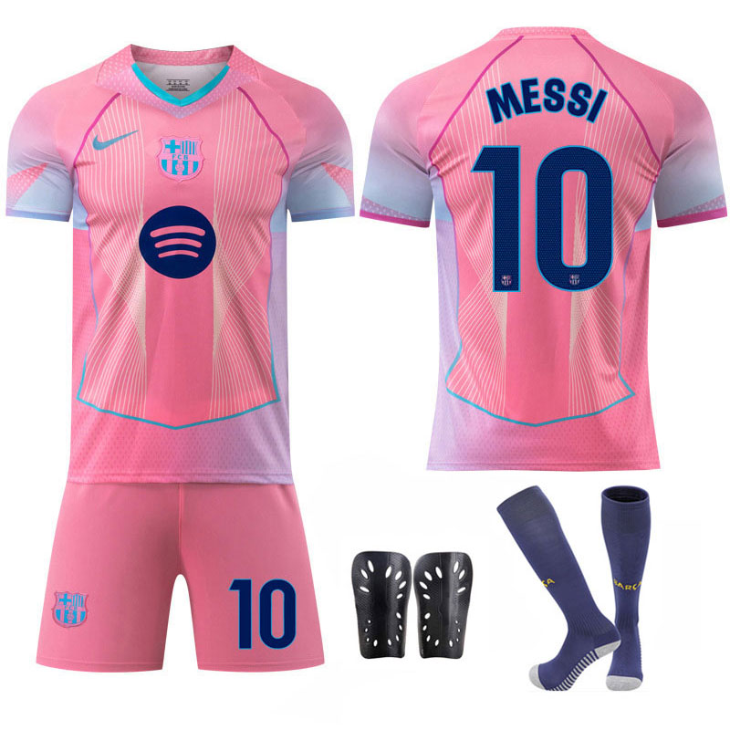 MESSI 10 Barça 25/26 fotballdrakt rosa – herre og barnestørrelser tilgjengelig