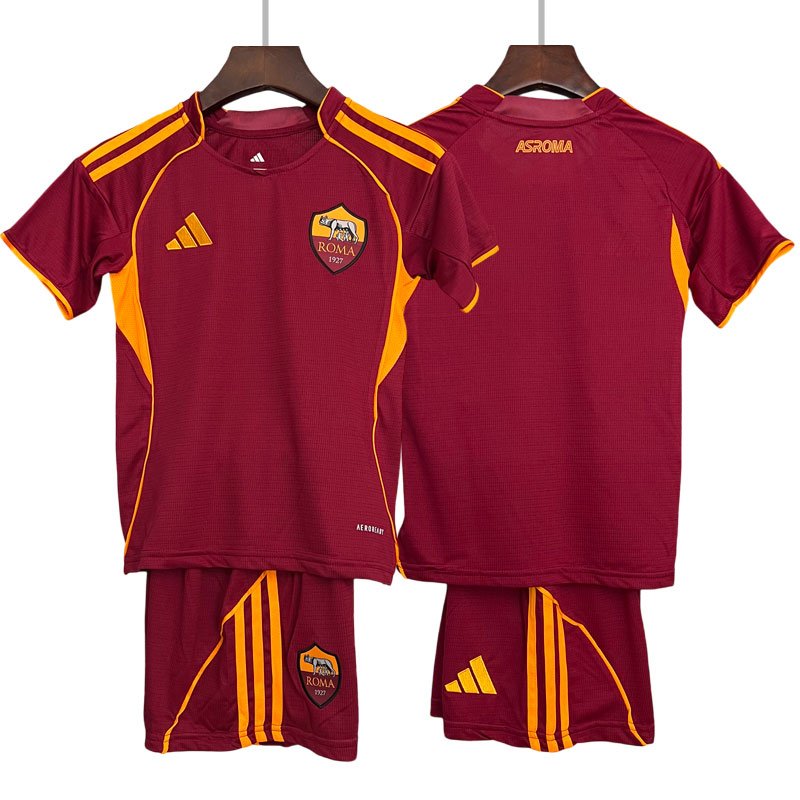 AS Roma hjemmedrakt 2025/26 barn - fotballdraktsett med trøye + shorts