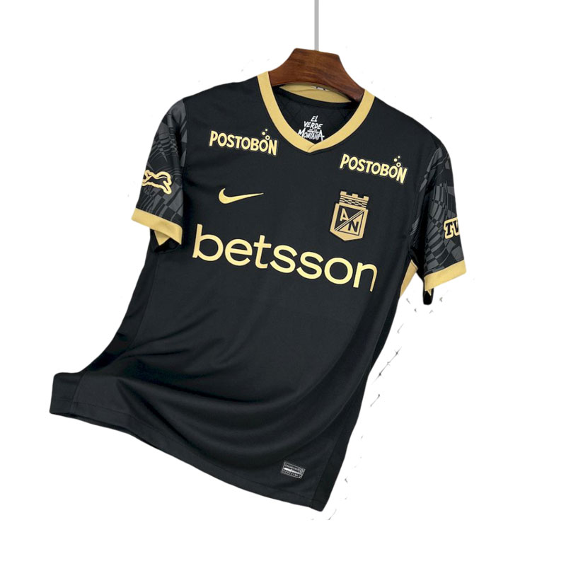 Atlético Nacional 2025-26 bortedrakt for menn – svart fotballdrakt