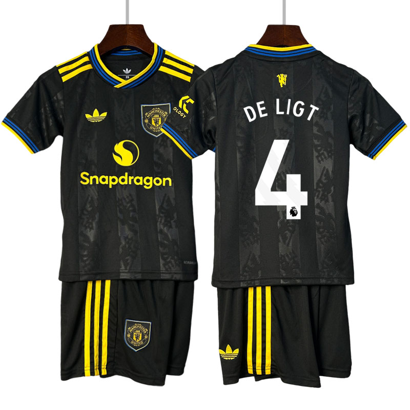 Barn fotballdrakt Manchester United tredjedrakt 25/26 draktsett med De Ligt 4 trykk