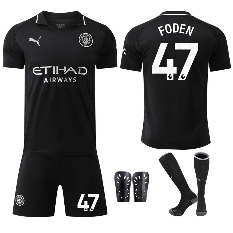 Barnas Manchester City bortedrakt 2025/26 - Foden 47 trykk og shorts