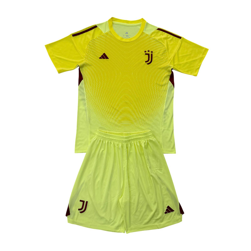 Gul Juventus keeperdrakt 2025/26 fotballdrakt med shorts barn og voksen