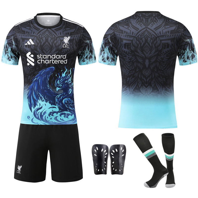 Liverpool 2025/26 blå og svart spesialutgave draktsett