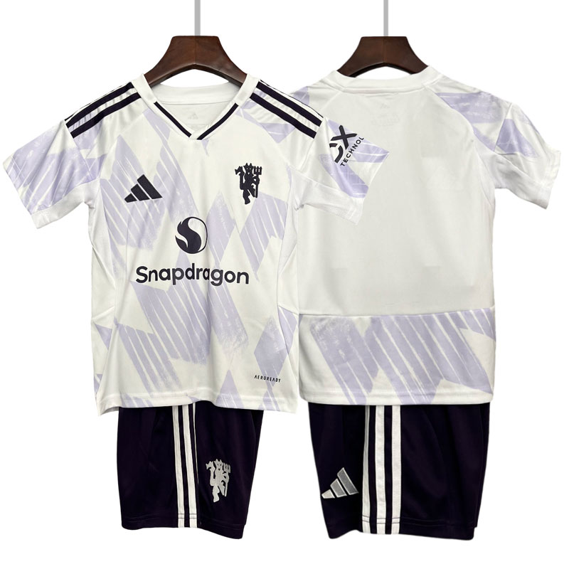 Manchester United bortedrakt 2025/26 barn - fotballdrakt med shorts