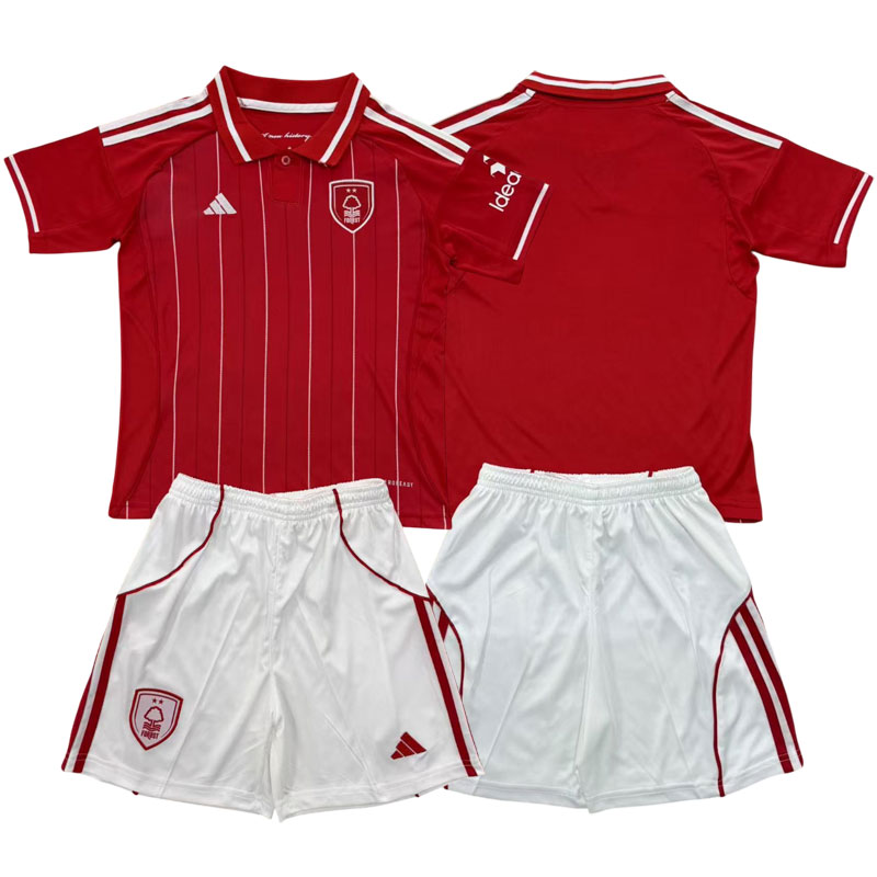 Nottingham Forest hjemmedrakt 2025/26 barn - rød drakt + shorts
