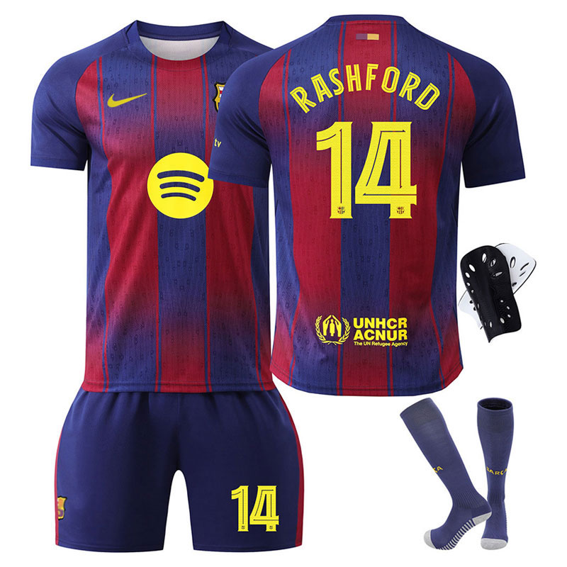 Rashford 14 FC Barcelona barn 2025/26 hjemmedrakt UCL fotballsett