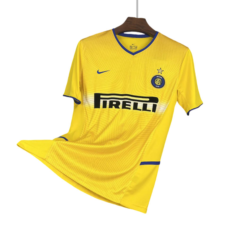 Retro Inter Milan 2002-03 tredjedrakt – gul fotballdrakt for menn