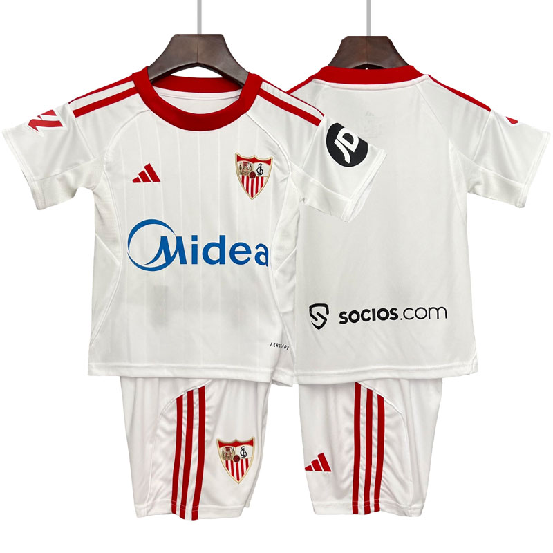 Sevilla FC hjemmedrakt 2025/26 barn - fotballdrakt med trøye + shorts
