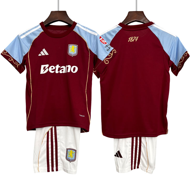 Aston Villa hjemmedrakt 2025/26 barn - fotballdrakt med shorts