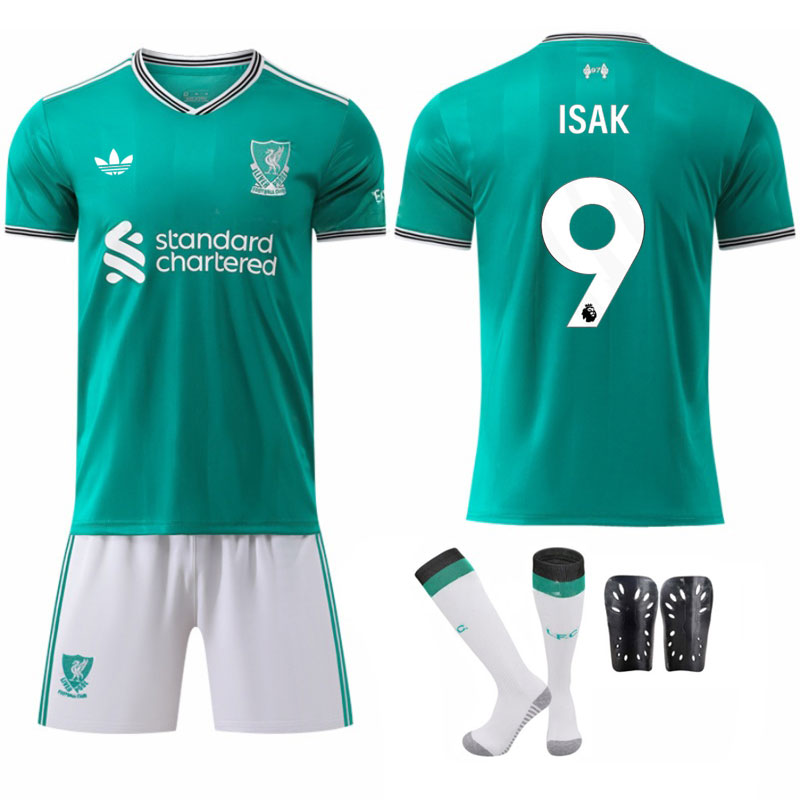 Liverpool 2025/26 barn tredje drakt med ISAK 9 og shorts