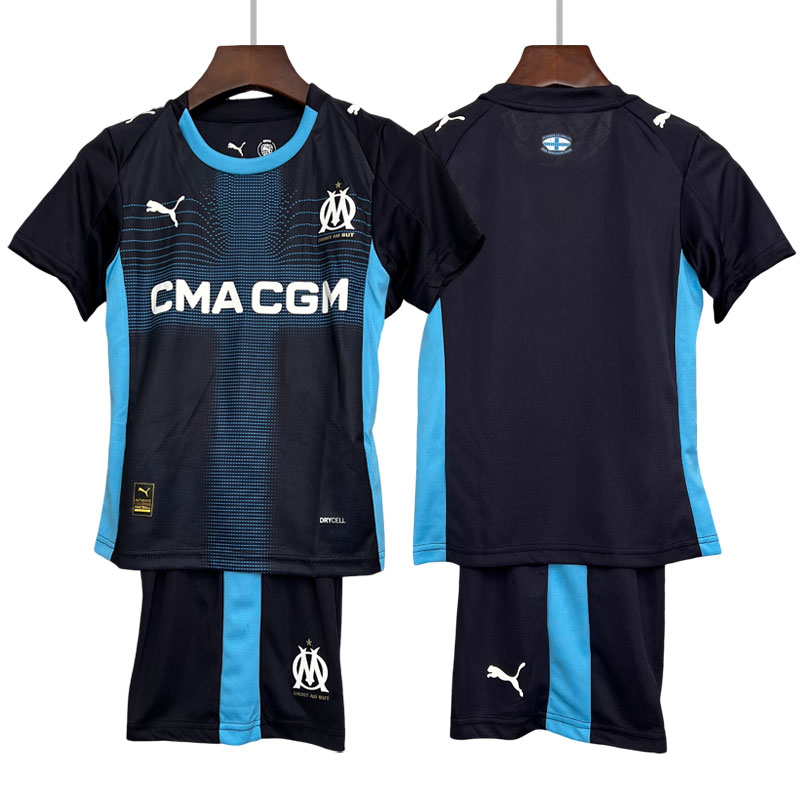 Marseille 2025/26 bortedrakt barn fotballdrakt - trøye og shorts draktsett