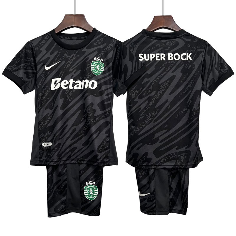Sporting CP keeperdrakt 2025/26 barn - svart fotballdrakt sett