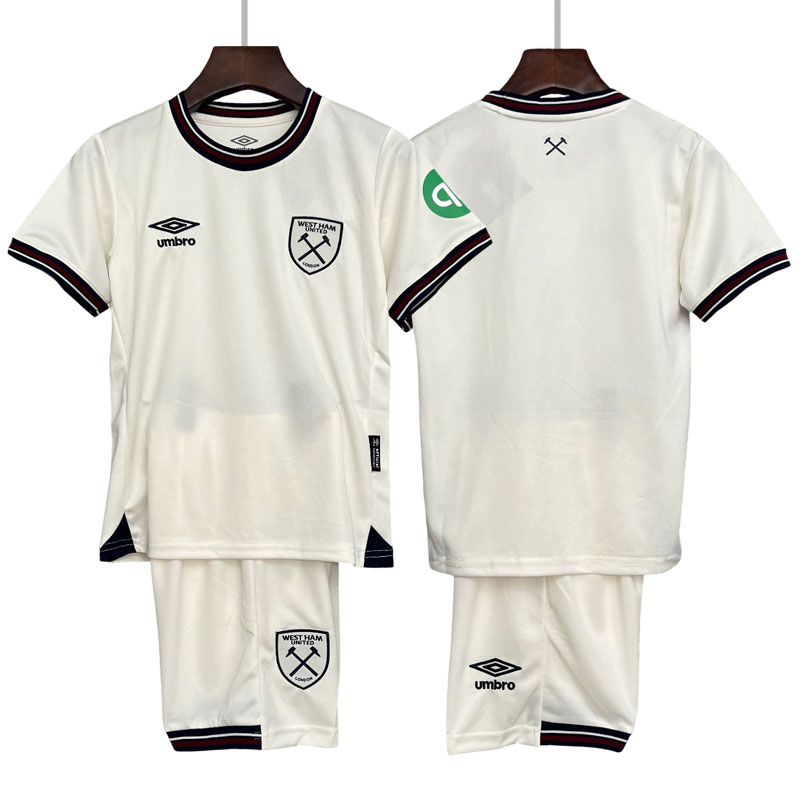 West Ham United 2025/26 bortedrakt for barn - drakt med shorts