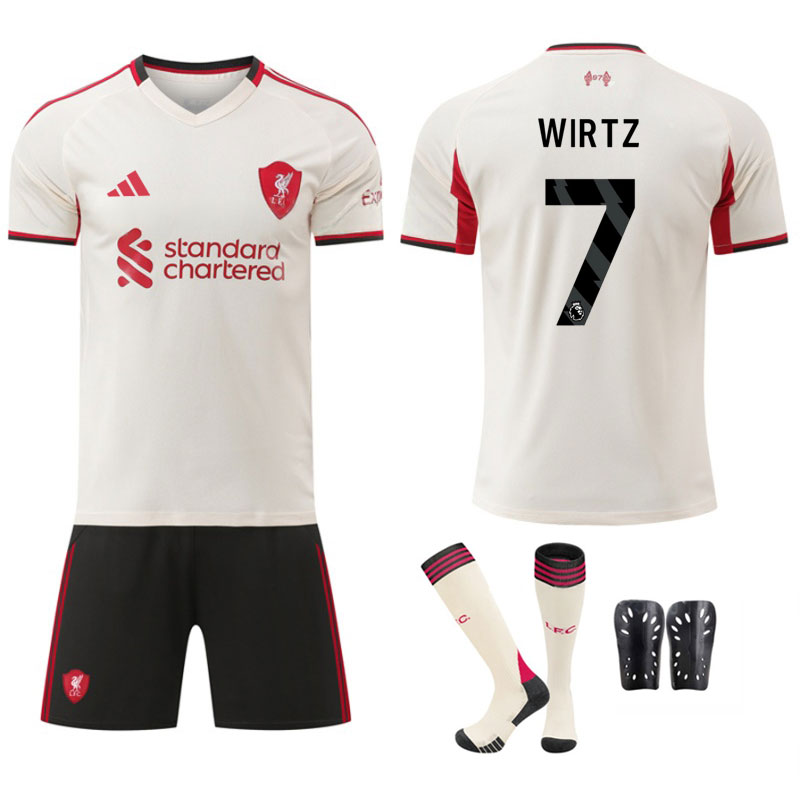 Wirtz 7 Liverpool barn bortedrakt 2025/26 - fotballtrøye og shorts