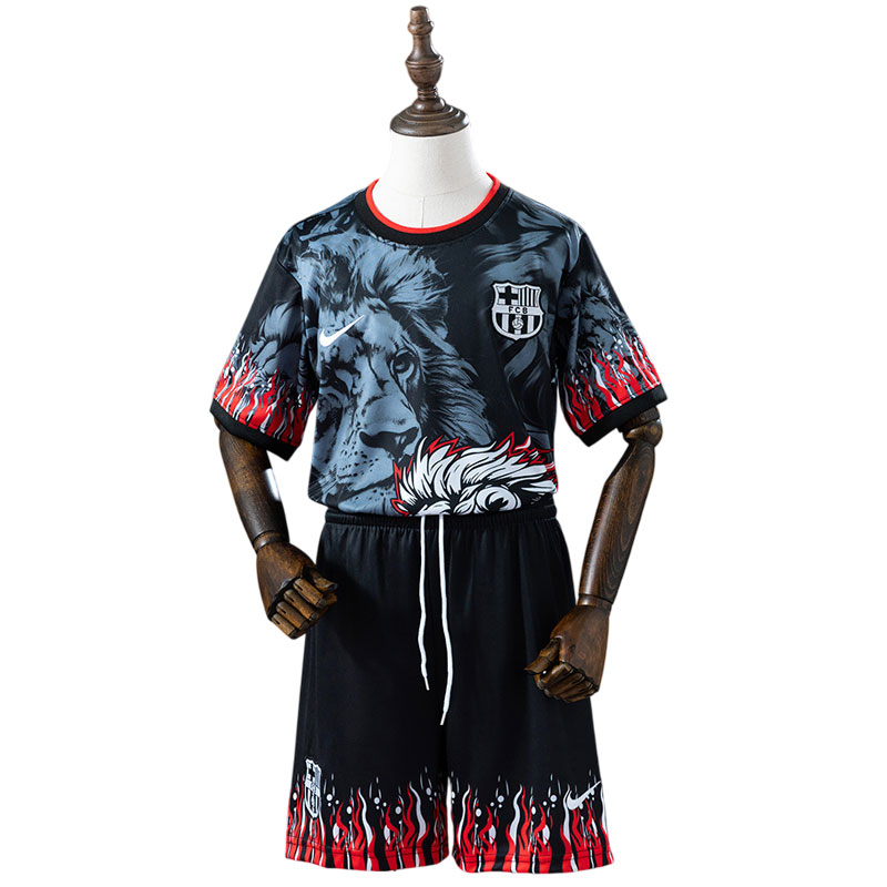 Børnefotballdrakt Barcelona 25/26 - Løve Spesialutgave Med Flammemotiv