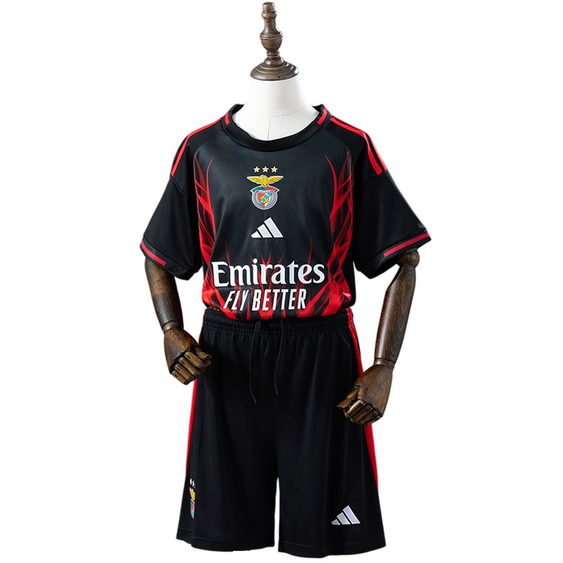 SL Benfica 2025/26 treningsdrakt for barn - svart fotballdraktsett med shorts