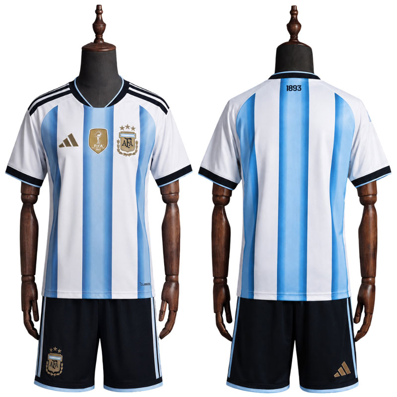 Argentina VM-drakt 2026 barn - hjemmedrakt med shorts