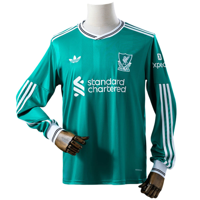 Liverpool 25/26 tredjedrakt herre – grønn langermet fotballdrakt