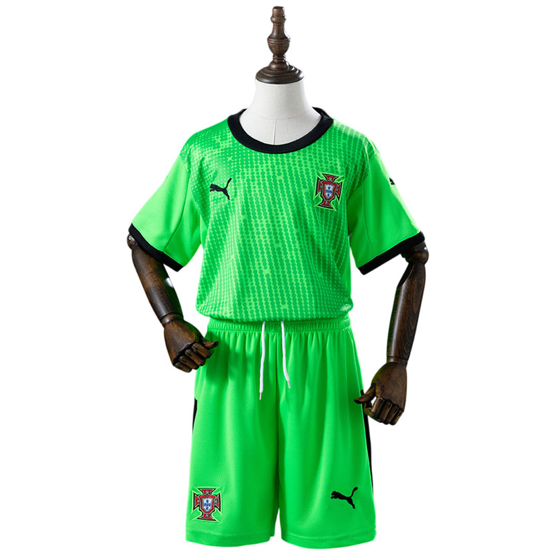 Portugal 2025/26 keeperdrakt for barn - grønn GK trøye og shorts
