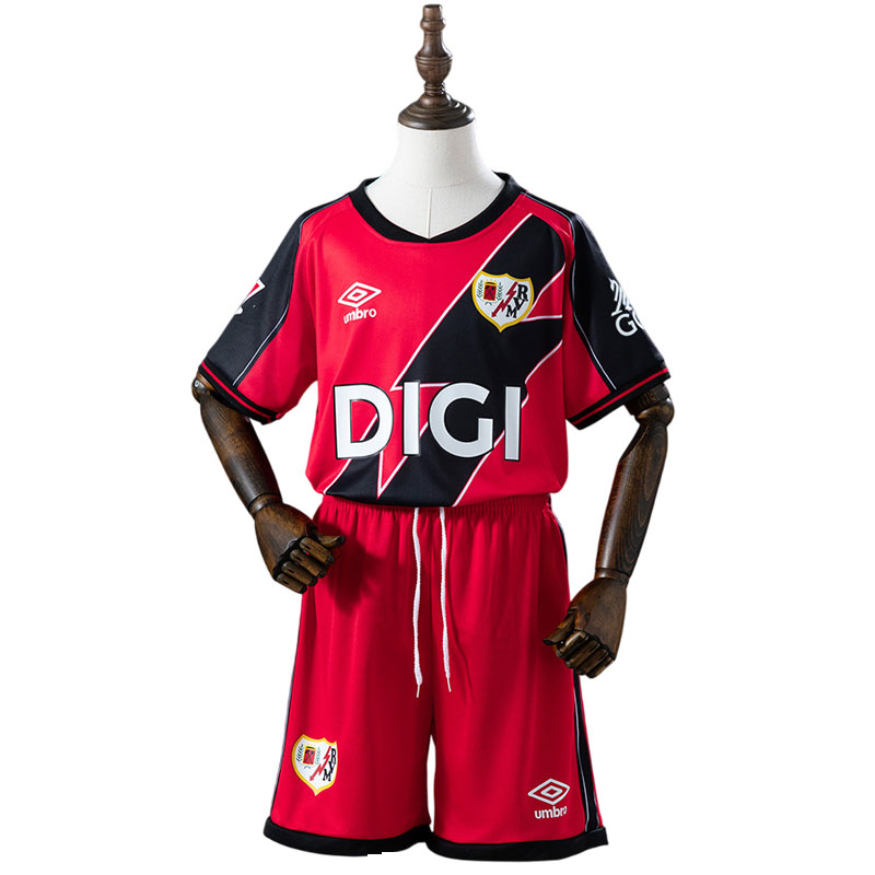 Rayo Vallecano 2025/26 bortedrakt barn - rød fotballdrakt med shorts