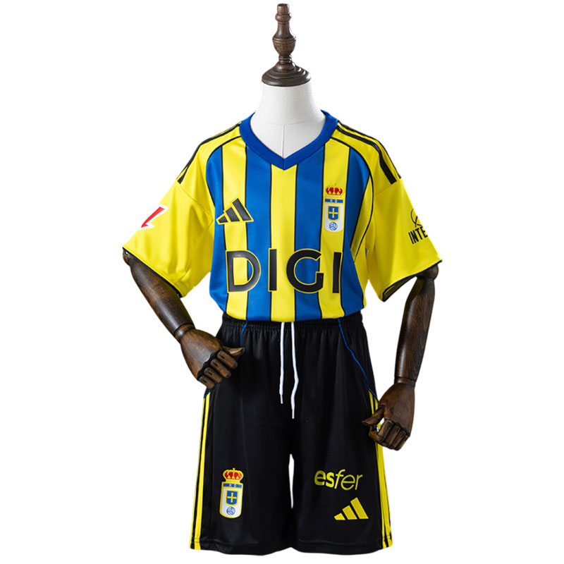 Real Oviedo 25/26 bortedrakt til barn - gul drakt med shorts