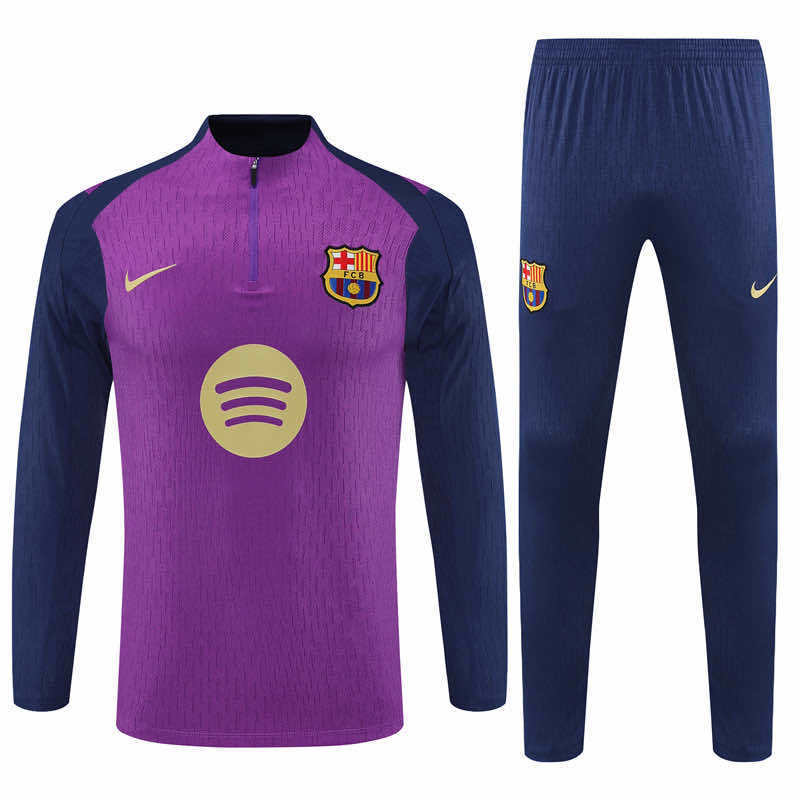 Barça 25/26 half-zip treningsdrakt - lilla genser og marineblå bukser
