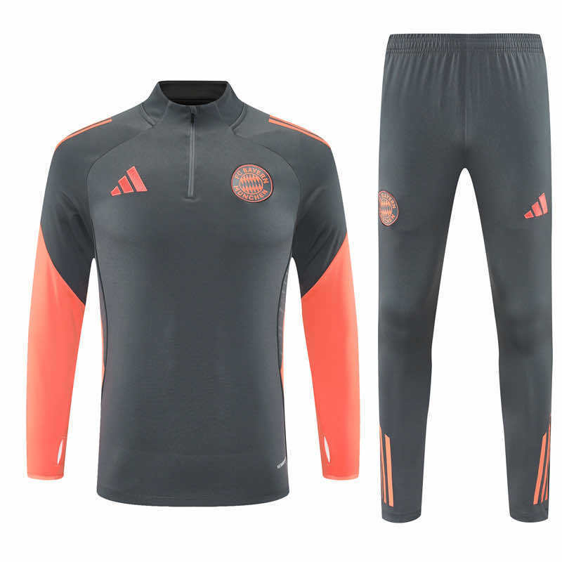 FC Bayern 25/26 Half Zip treningssett – grå og oransje design