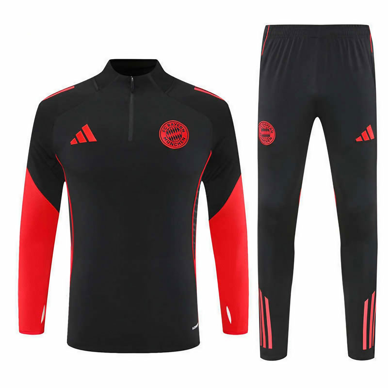 FC Bayern 25/26 half zip treningssett - svart/rød fotballdrakt
