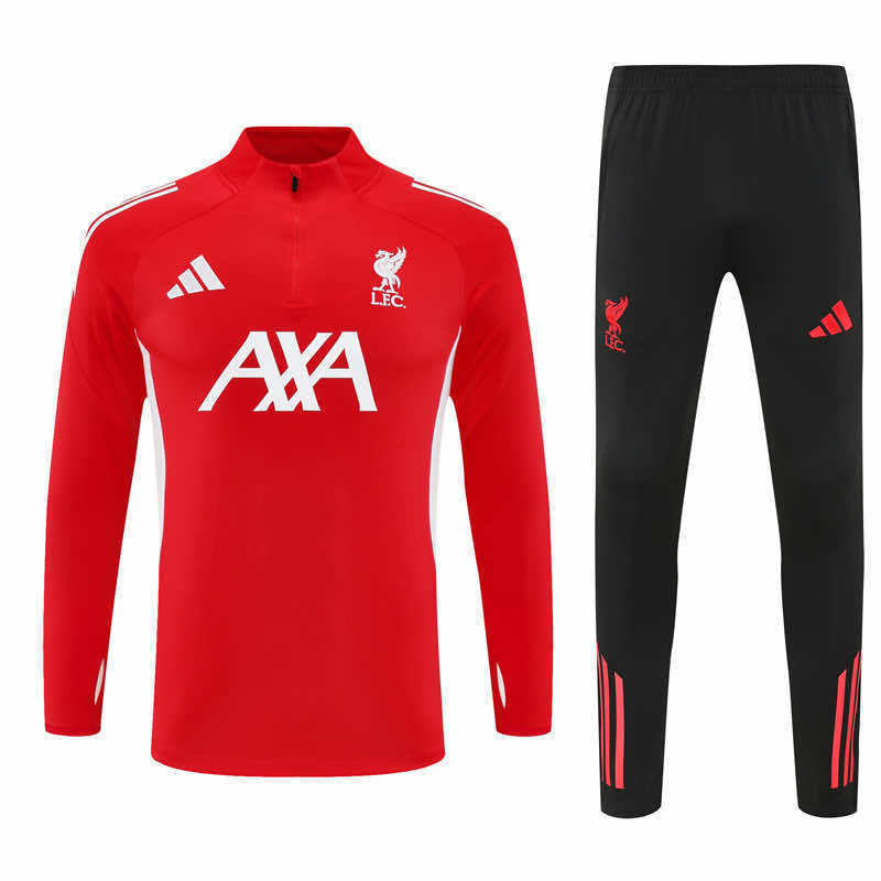 Liverpool 25/26 Rød Half Zip Training Top med Svart Treningsbukse