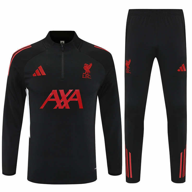 Liverpool 25/26 svart/rød Half Zip Treningssett – komfortabel topp og bukse