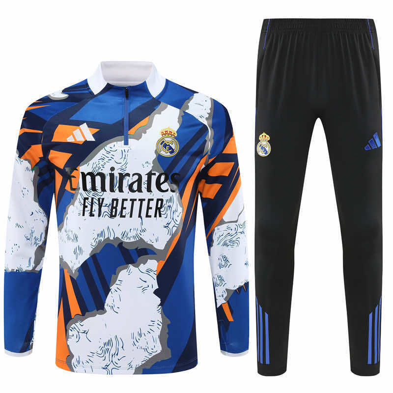 Real Madrid 25/26 Half Zip treningssett – blå og oransje design