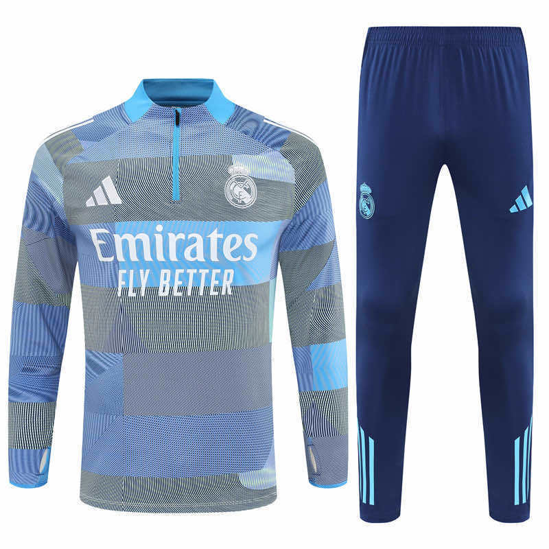 Real Madrid 25/26 treningssett med half-zip - blå fotballdrakt