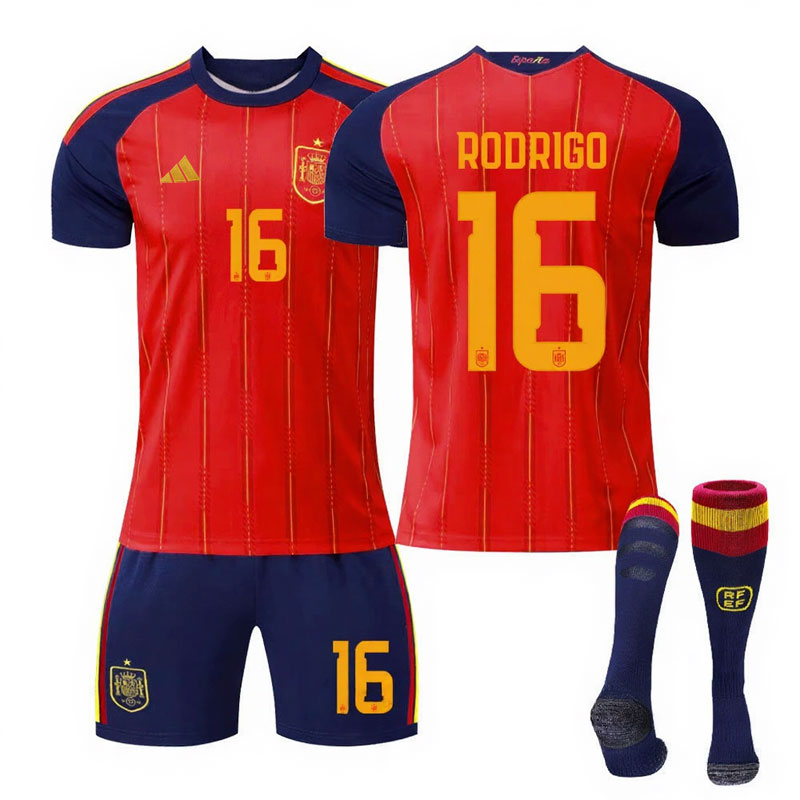 Spania landslagsdrakt 2026 hjemmedrakt + shorts - Rodrigo 16 baktrykk