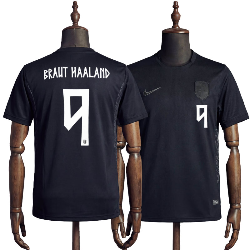 2026 Norge drakt herre - svart bortedrakt med Braut Haaland 9 trykk