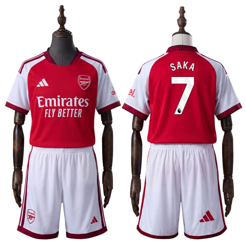 Barn Arsenal Fotballdrakt 2026/27 Hjemme – Kortermet Draktsett med Rice 41 Saka 7
