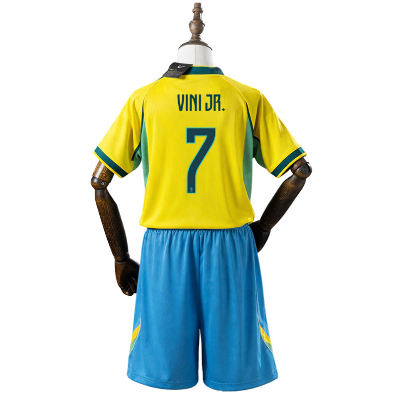 Barnedrakt Brasil 2026 VM - Vini Jr. 7 fotballdrakt med shorts