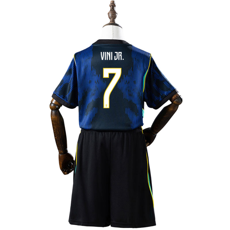 Brasil VM 2026 bortedrakt barn - sett med shorts og Vini Jr. 7 trykk