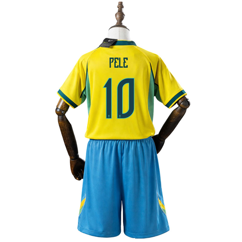 Brasil hjemmedrakt barn 2026 VM – gult sett med Pele nr.10